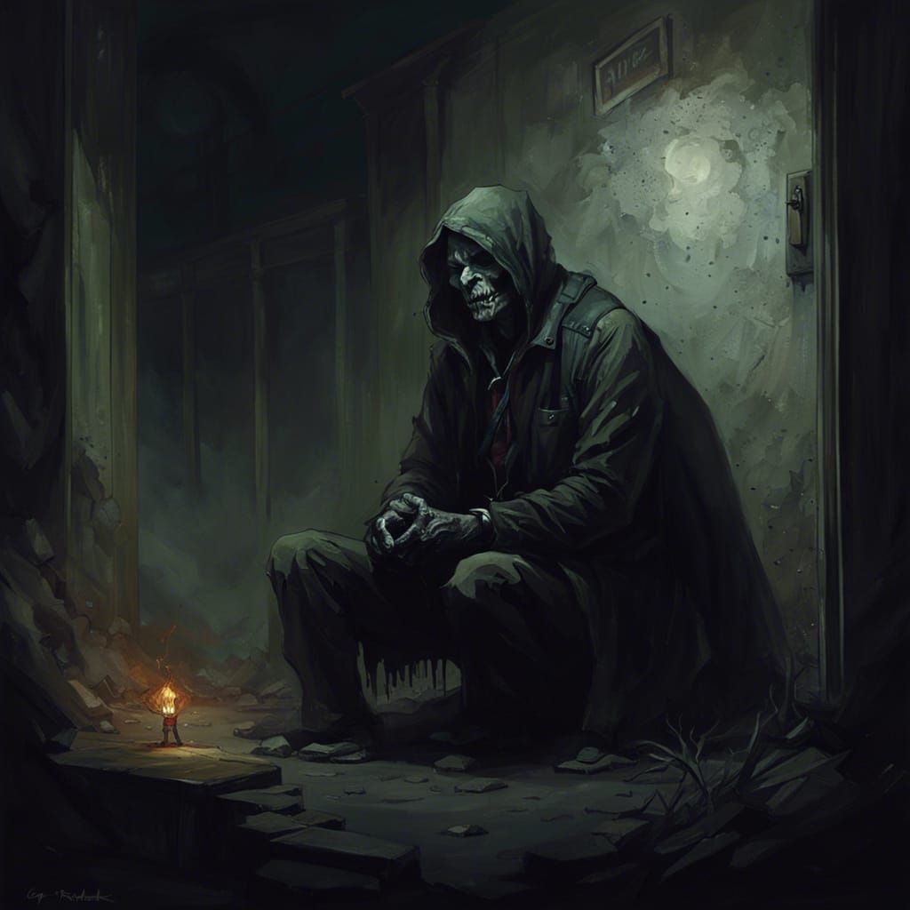 Sinister Waiting Scene in Dark Place