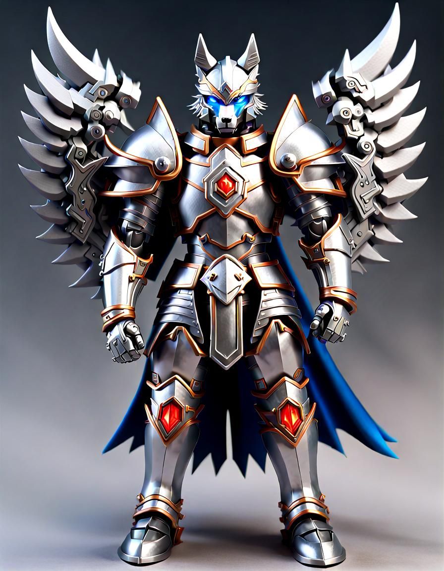 Electric Wolf Knight in Futuristic Style