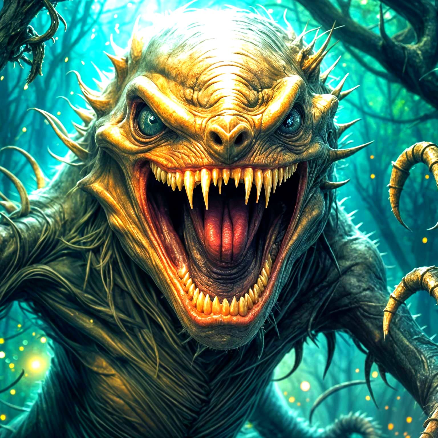 Scary Realistic Creature with Big Teeth