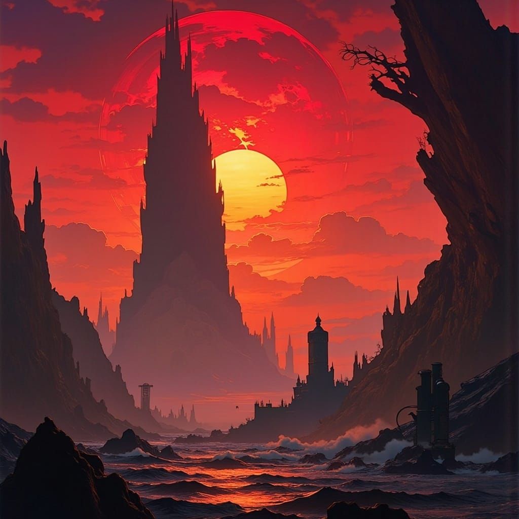 Crimson Devourer Moon Descends Upon Velthera in Cyberpunk Ap...