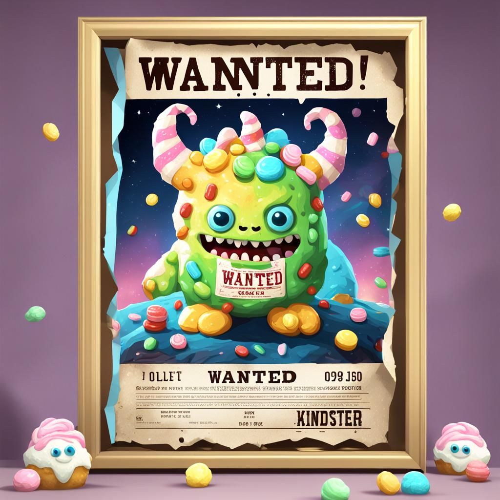 Interstellar Wanted Poster: Candy Monster with Kinder Egg