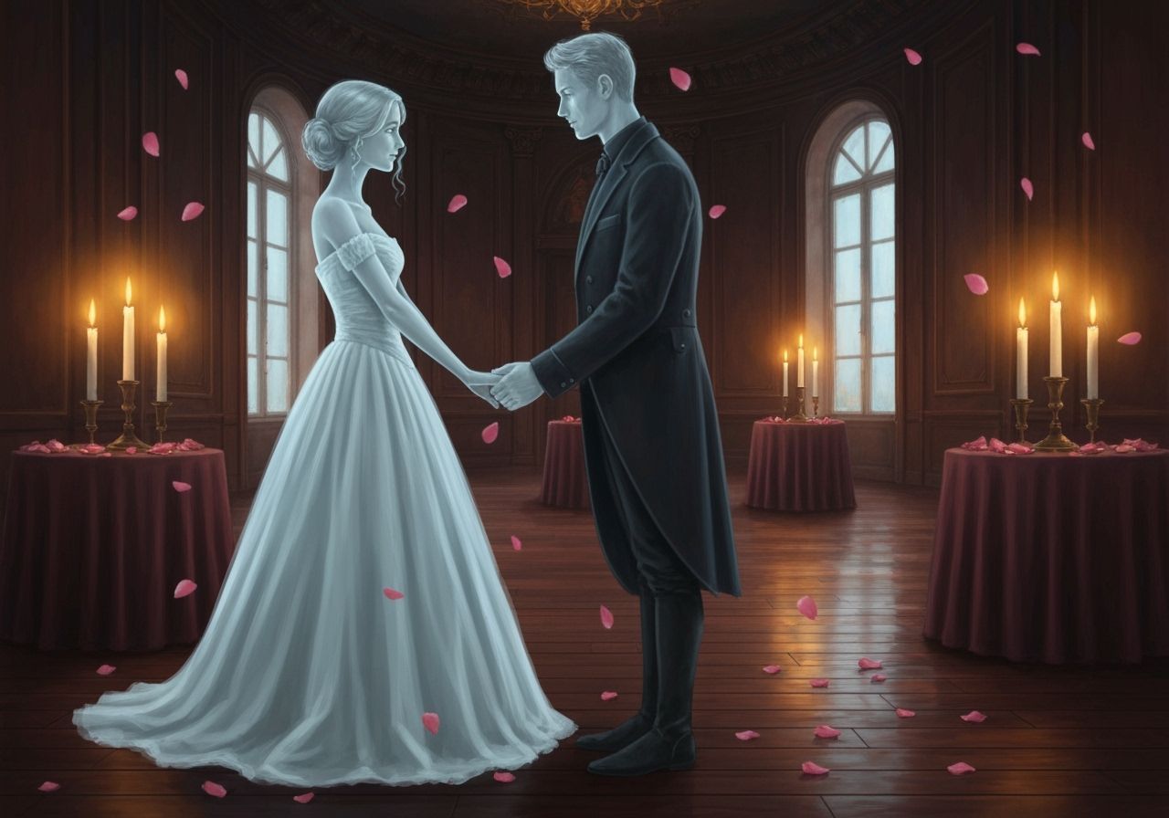 Ghostly Couple's First Dance in Candlelit Ballroom