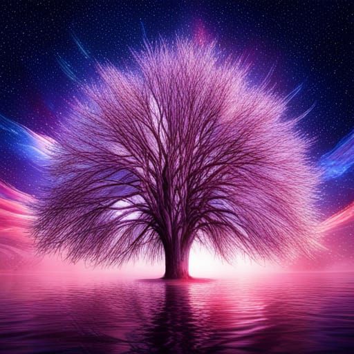 Starry Night Sky Reflected in Pool: Detailed Matte Painting