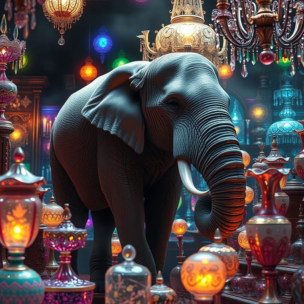 Elephant in Glass Shop: Dreamlike Digital Art