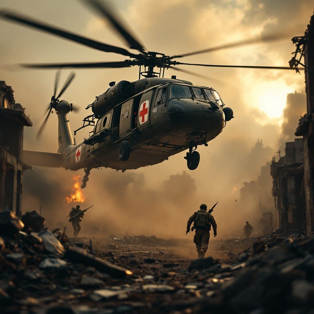 Intense Medical Blackhawk Helicopter Evacuation in War-Torn ...