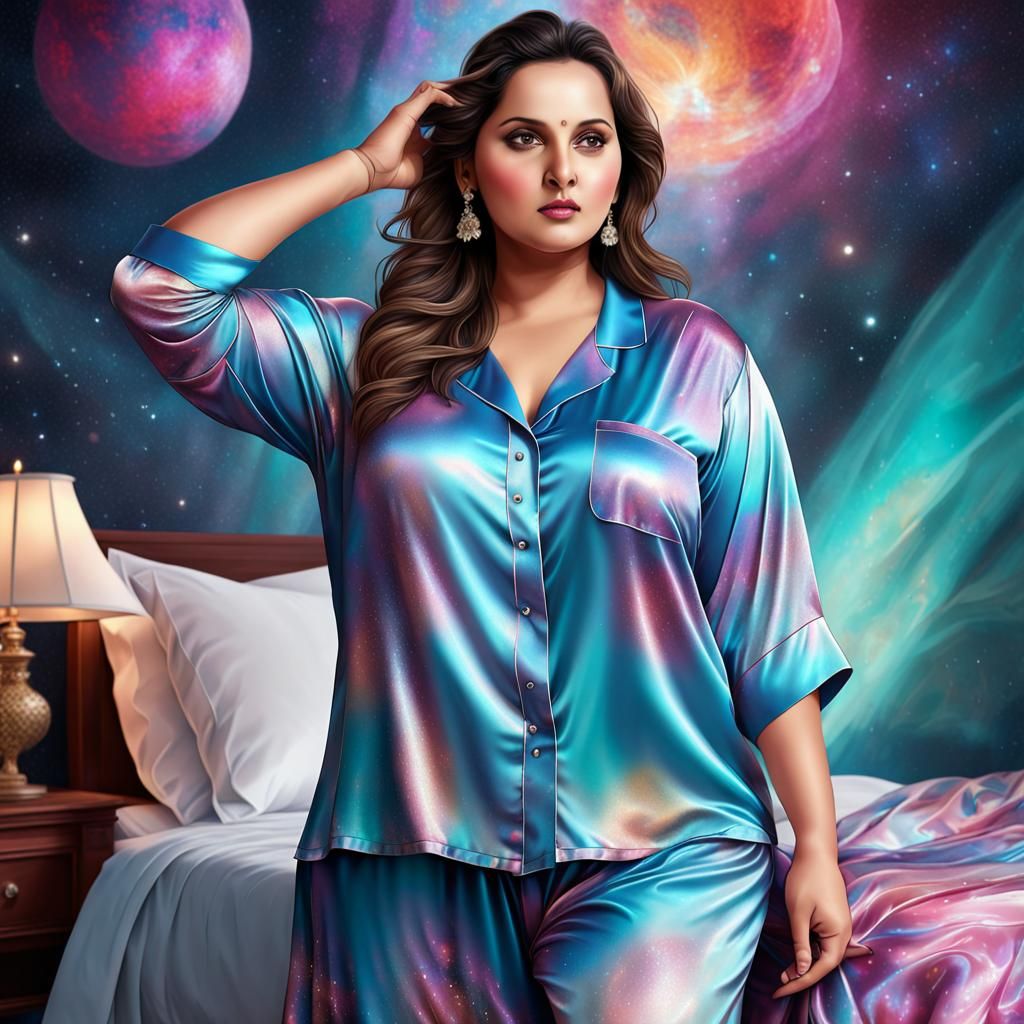 Plus Size Model in Astral Cosmic Illustration