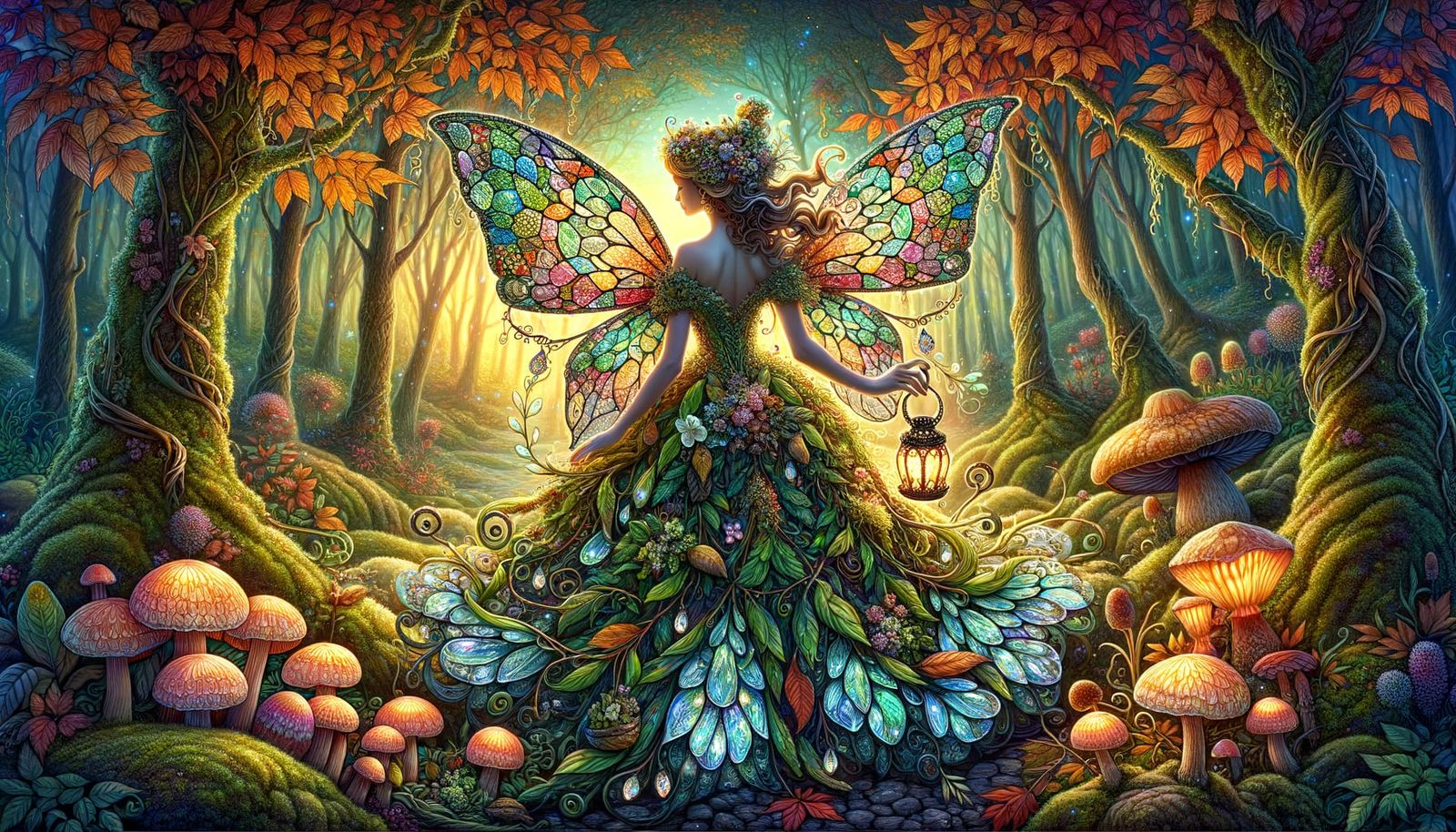 Enchanting Woodland Fairy in an Art Nouveau Style
