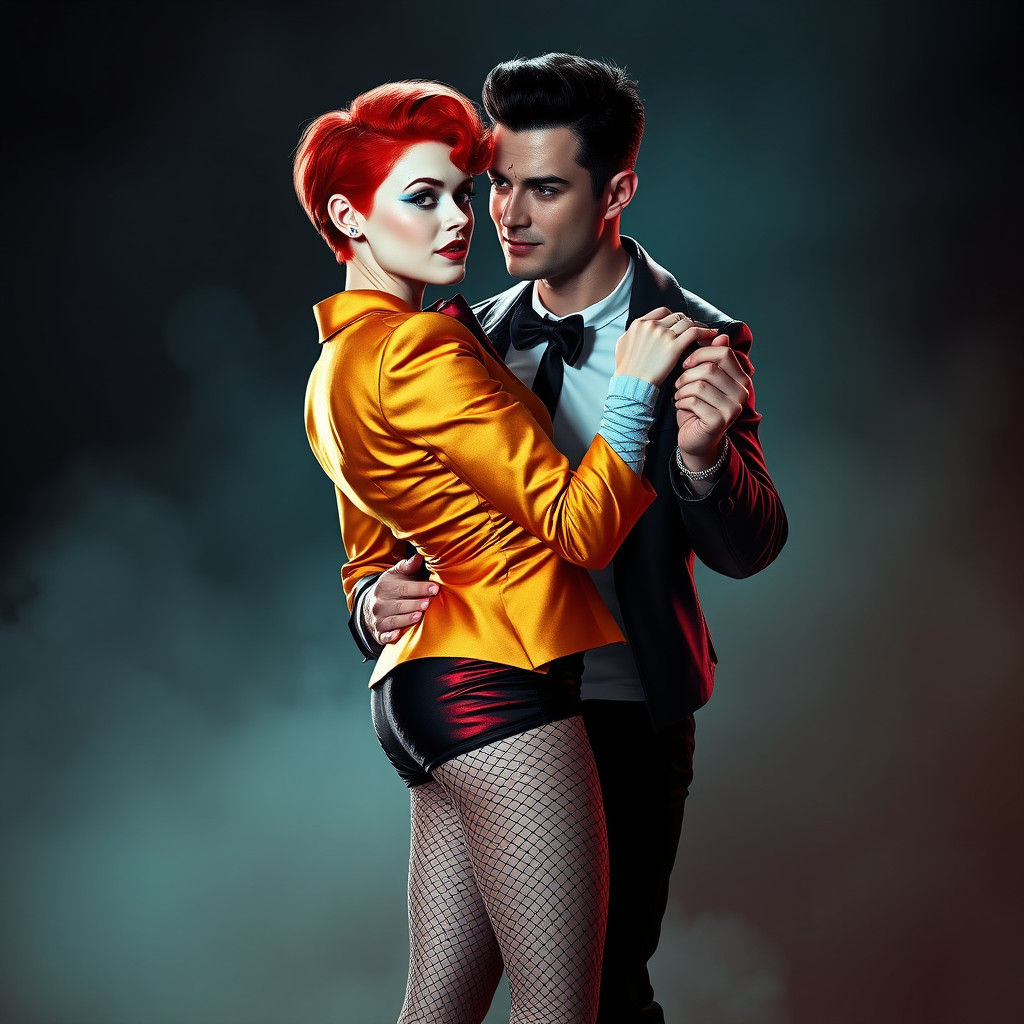 Woman with Red Hair Dancing, Dreamlike Digital Art