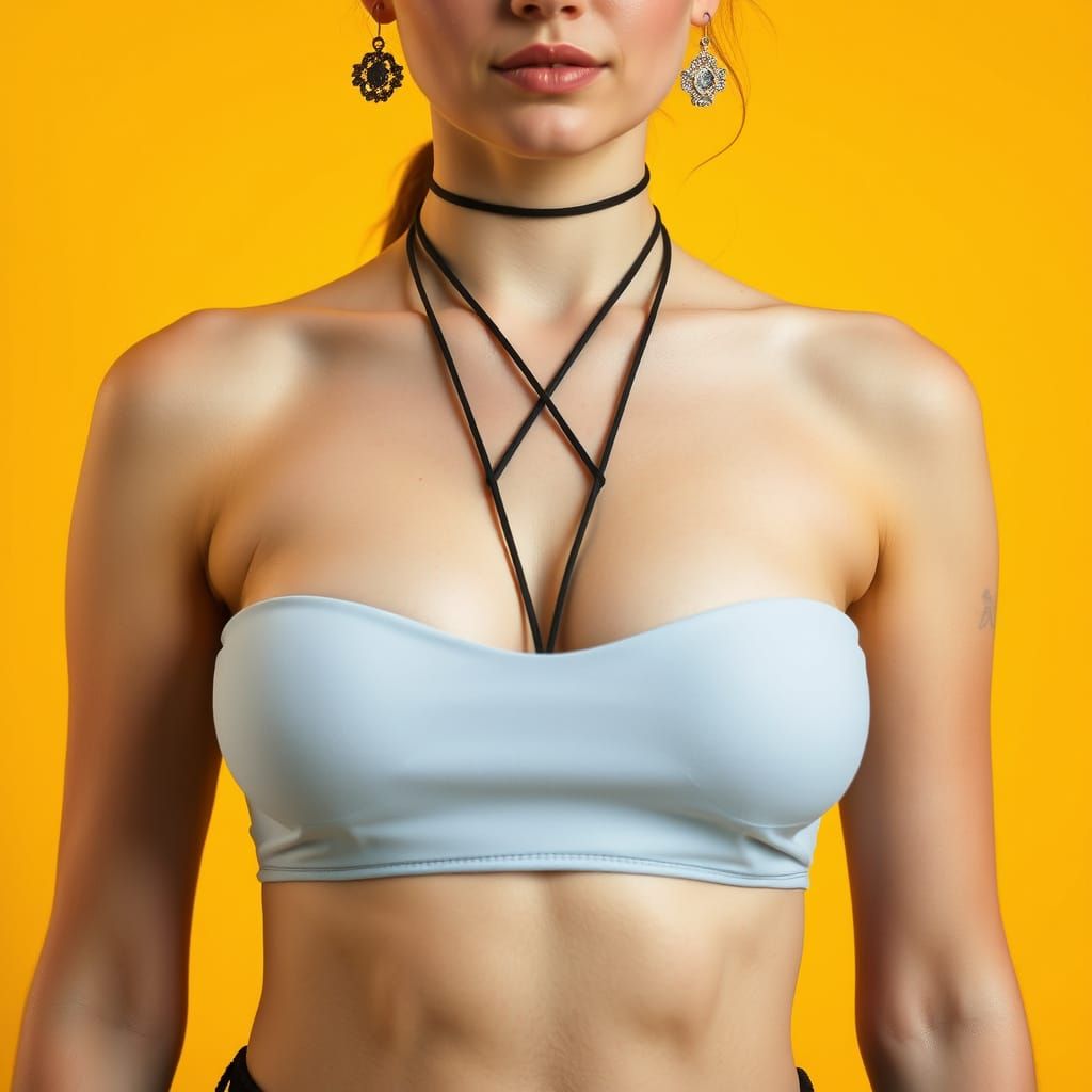 Fashionable Woman in Cross Halter Crop Top