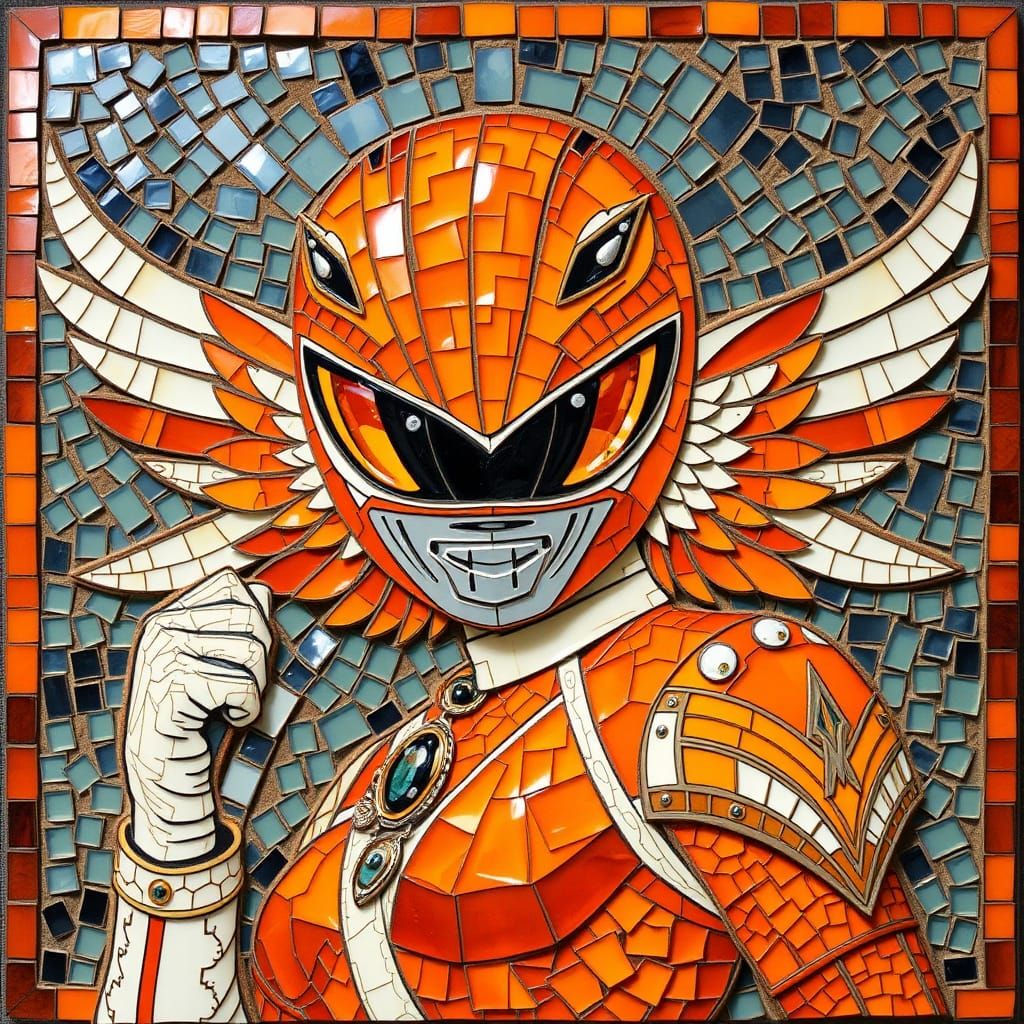 Female Orange Quartz Power Ranger 1950s Spirit of the eagle Mosaic Art