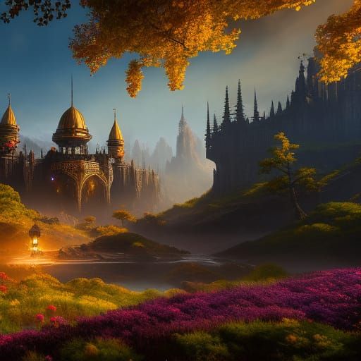 Pretty fantasy landscape with beautiful colours