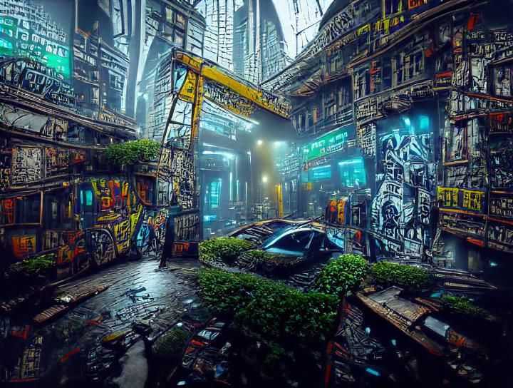 Dystopian Cyberpunk City in Unreal Engine Style