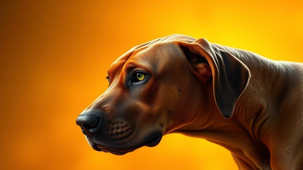 Muscled Rhodesian Ridgeback in Futuristic Hyperrealism