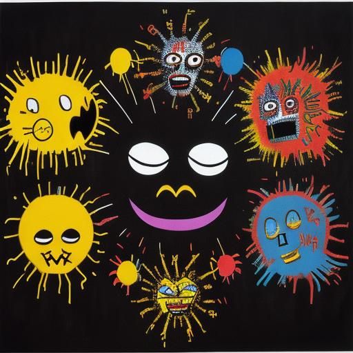 Pac-Man in Basquiat, Dali, and Haring Style