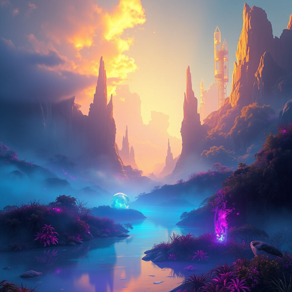 Ethereal Iridescent Landscape in High Resolution