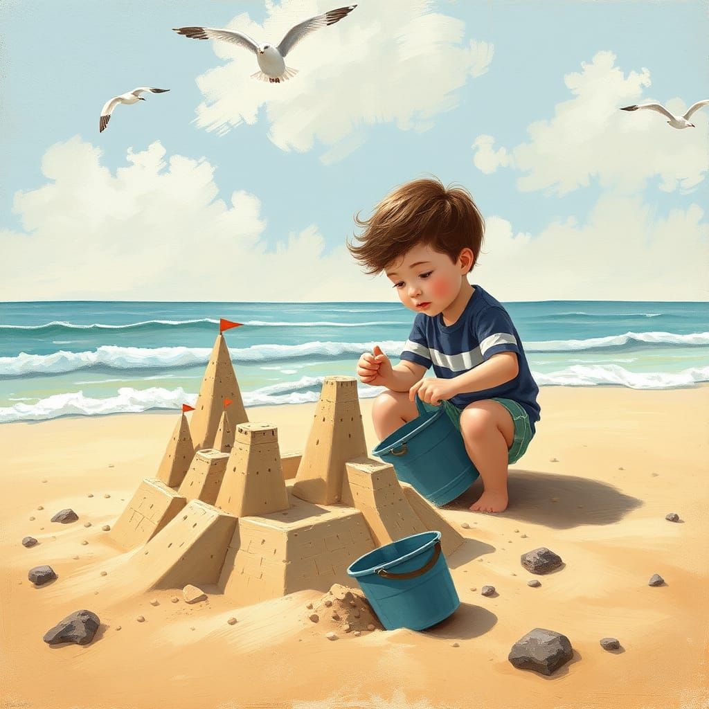 Whimsical Sandcastle on a Sunny Beach