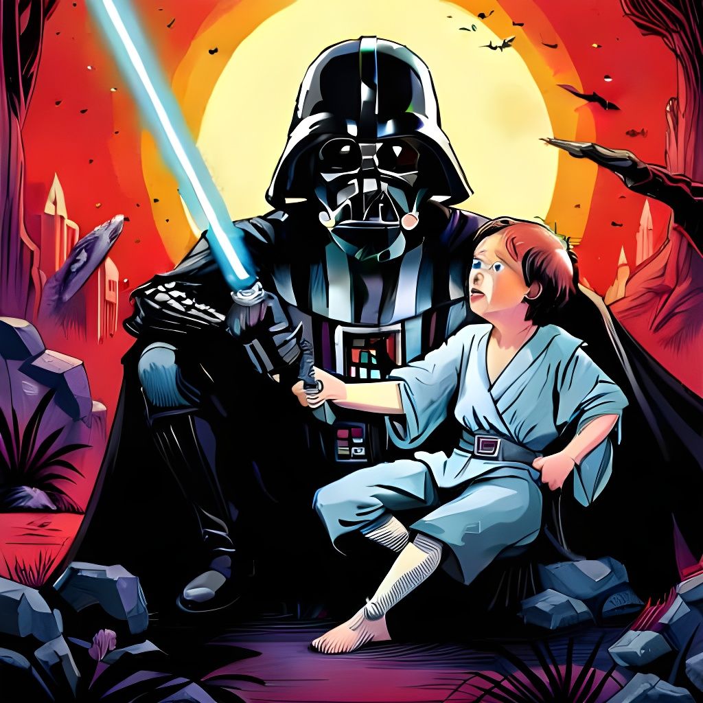 Darth Vader and Baby Luke Skywalker Artwork