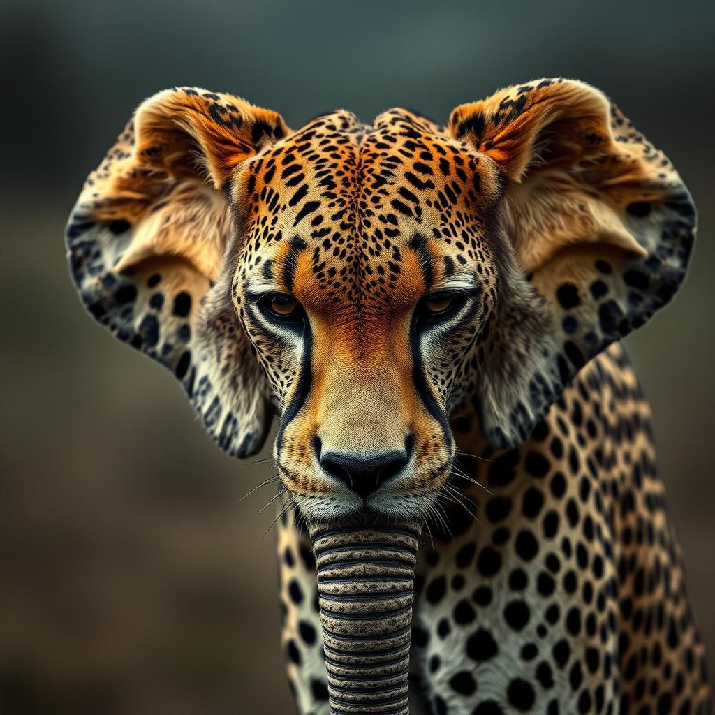 Hyperrealistic Hybrid: Cheetah-Elephant Fusion