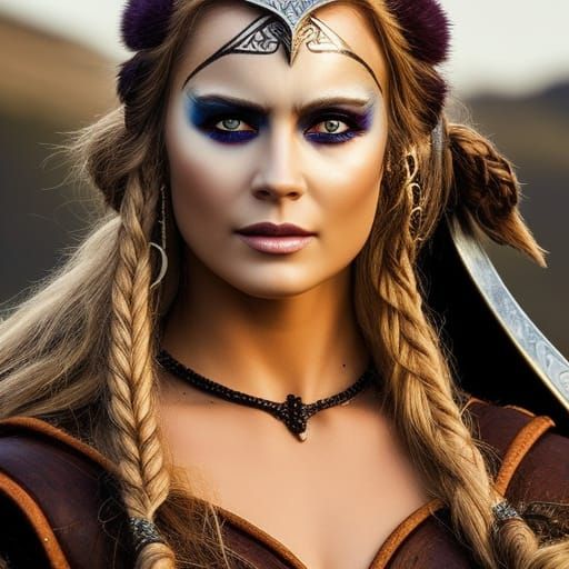 Medieval Viking Woman with Face Paint