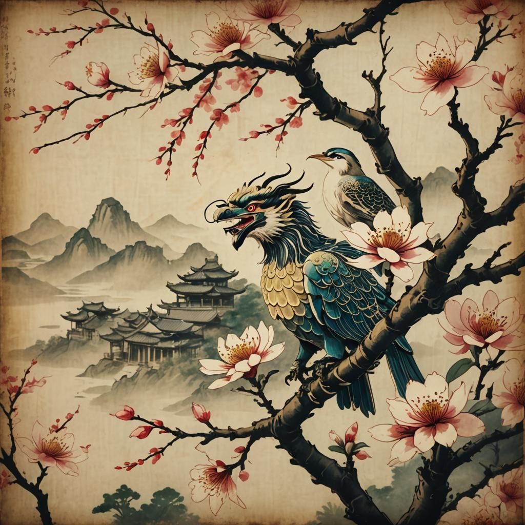 Bian Lian Performer in Chinese Scroll Style