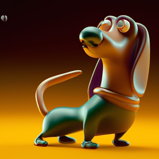 Dachshund in 3D Style, Pixar Concept Art
