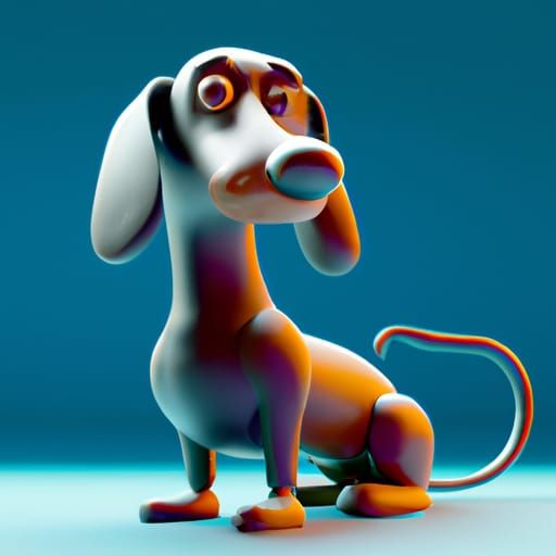 Dachshund in Pixar Style 3D Digital Art