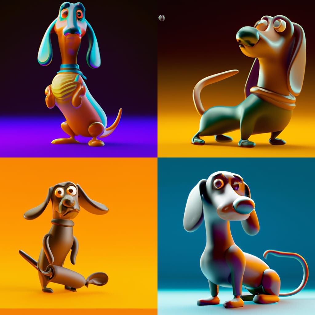 Dachshund in Pixar Style 3D Digital Art