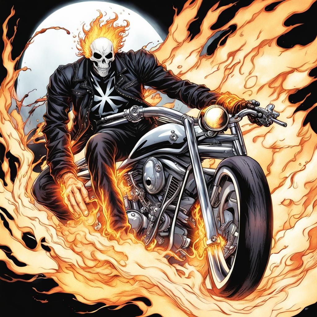 Ghost Rider in Bold Japanese Manga Style