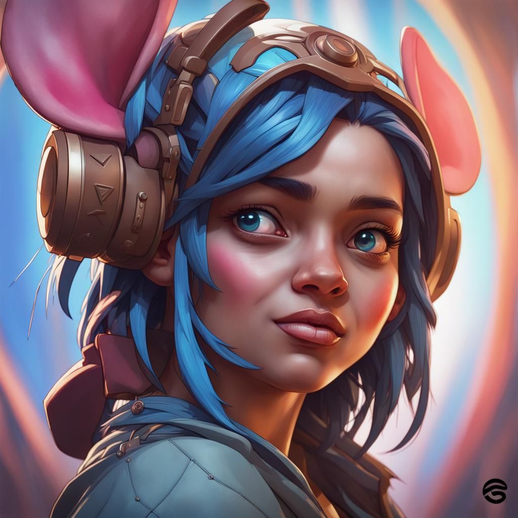 Detailed Stitch Portrait in Art Nouveau Style