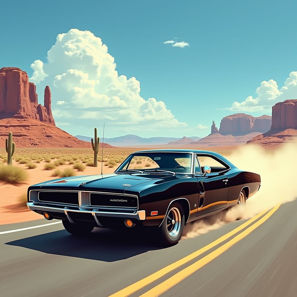 Sleek 1968 Dodge Charger Speeds Through Arizona Desert in Cl...