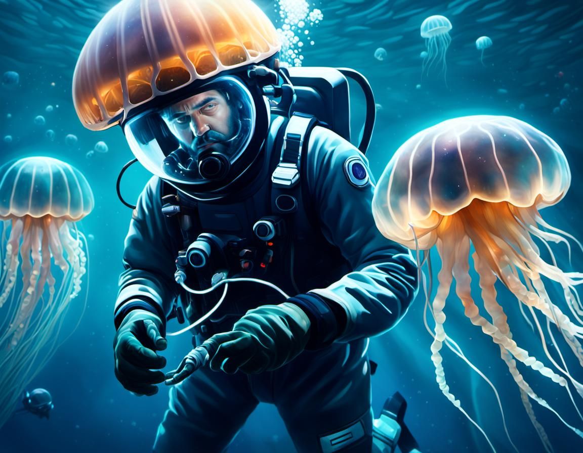 Futuristic Underwater Research Facility in Photorealism