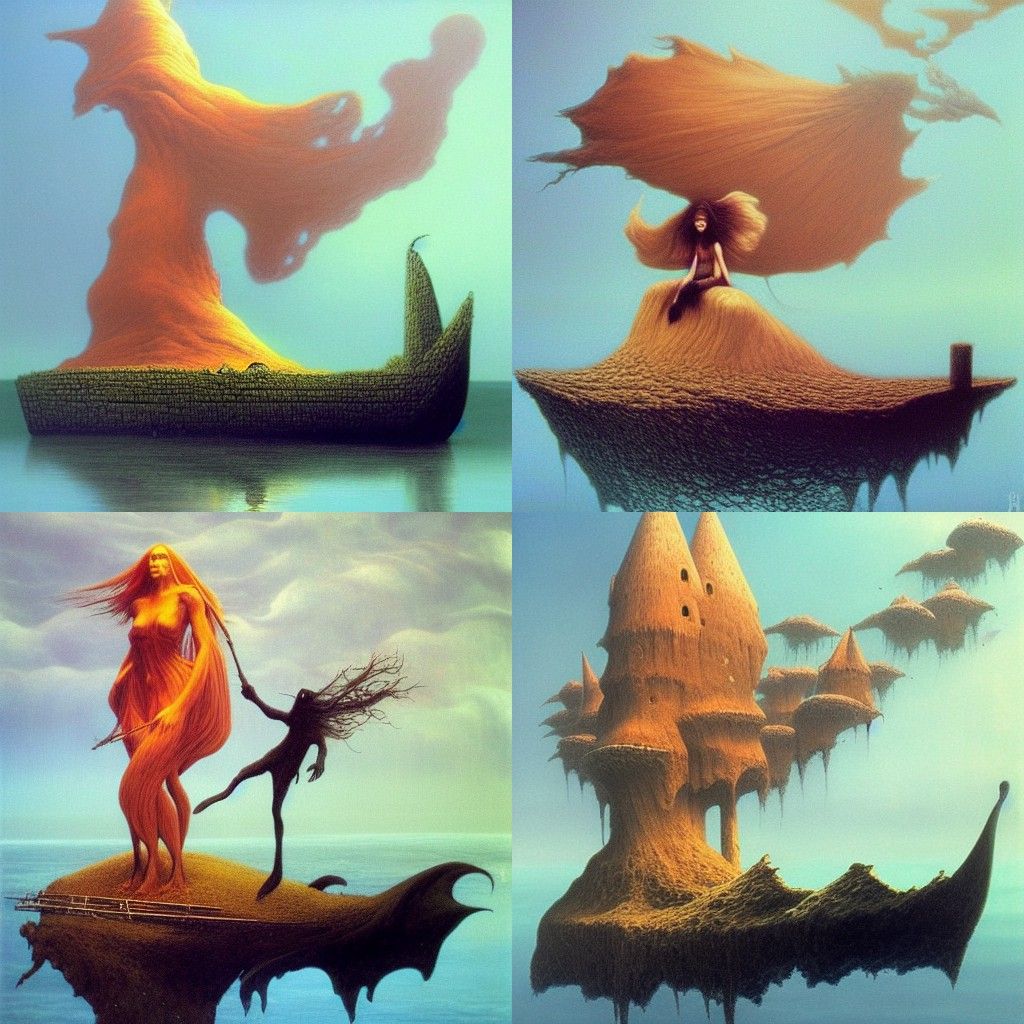 Beksiński-Inspired Sea Witch in Hyperrealistic Style