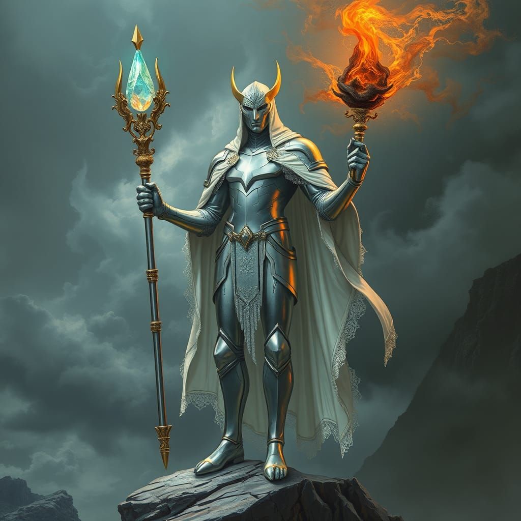 Contradictory Being in Armor with Scepter, Cubist Futurism