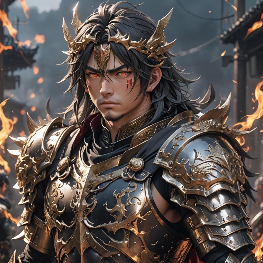 Hot Anime Warrior King: 3D Aesthetic Concept Art