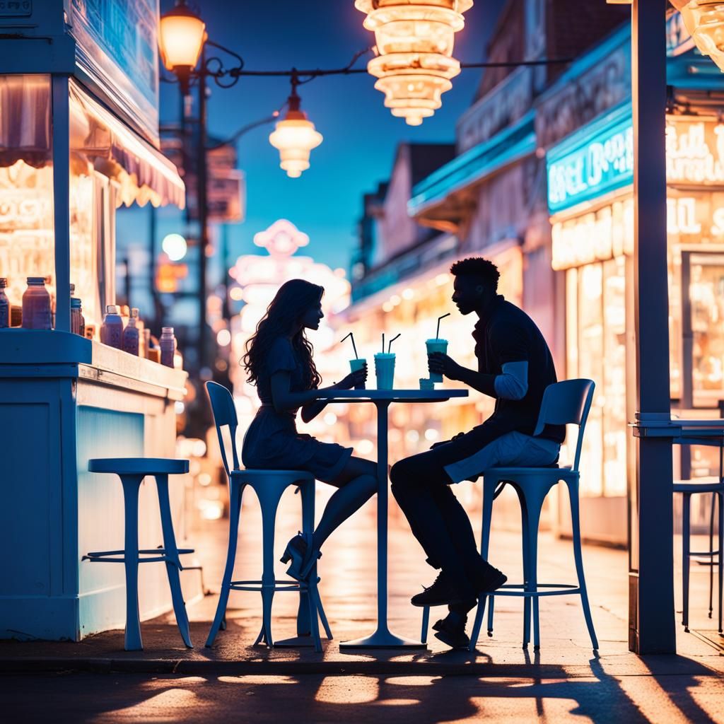 Young Couple's Silhouette: A Hyperrealistic Love Scene