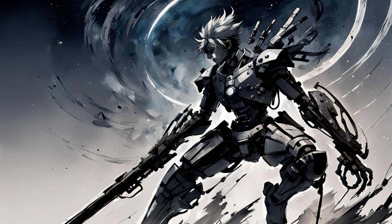 Masked Thief in Ink Splashes, Celestial Dusk