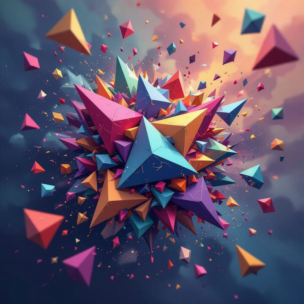 Vibrant Geometric Splash Screen in Deep Fantasy Colors