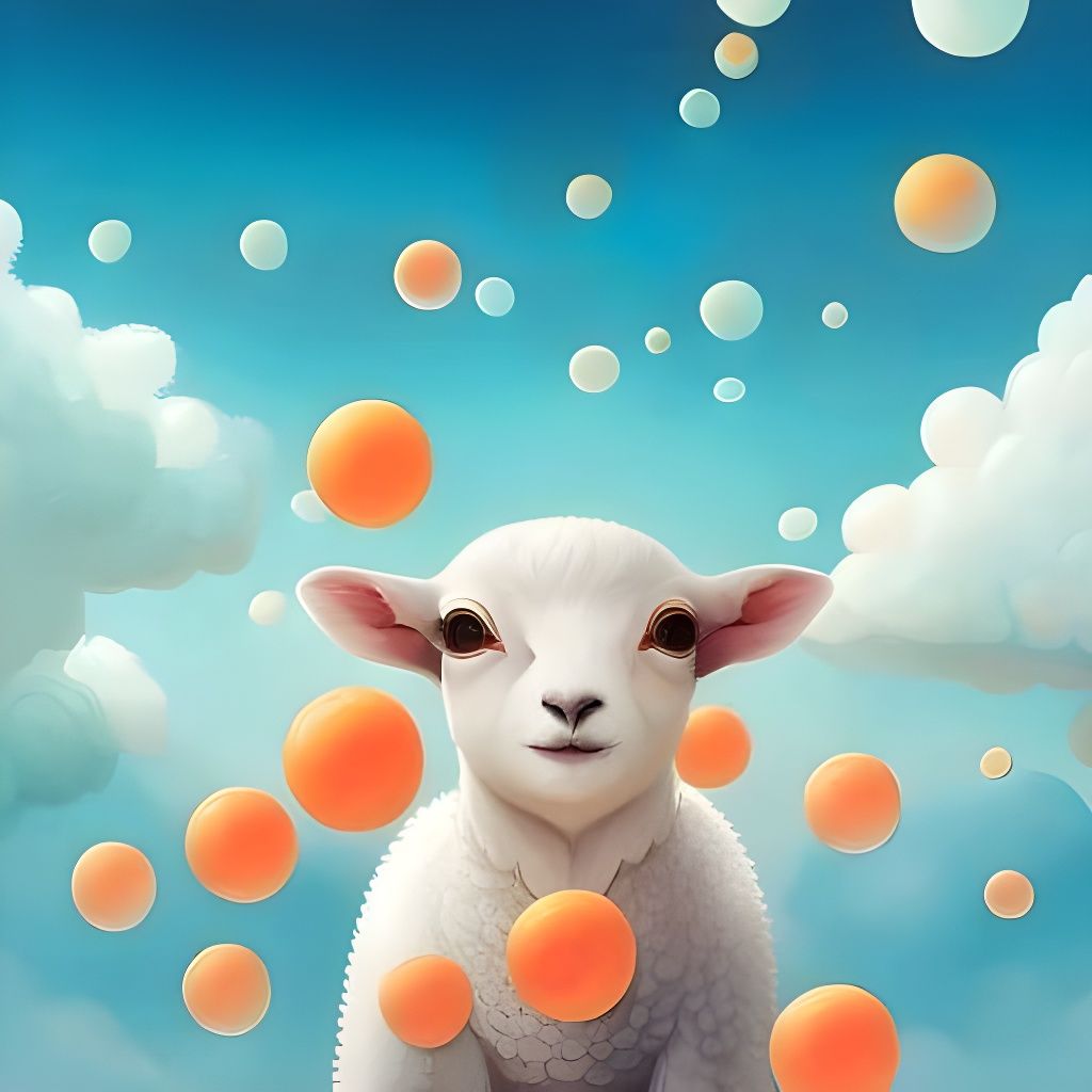 Orange Bubbles in Blue Sky, Wes Anderson Style