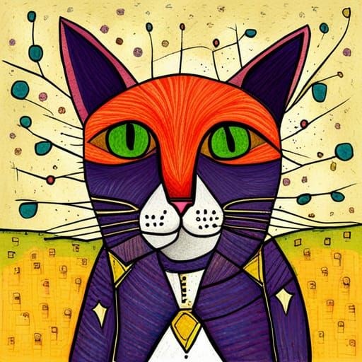 Cat in Art Brut Style