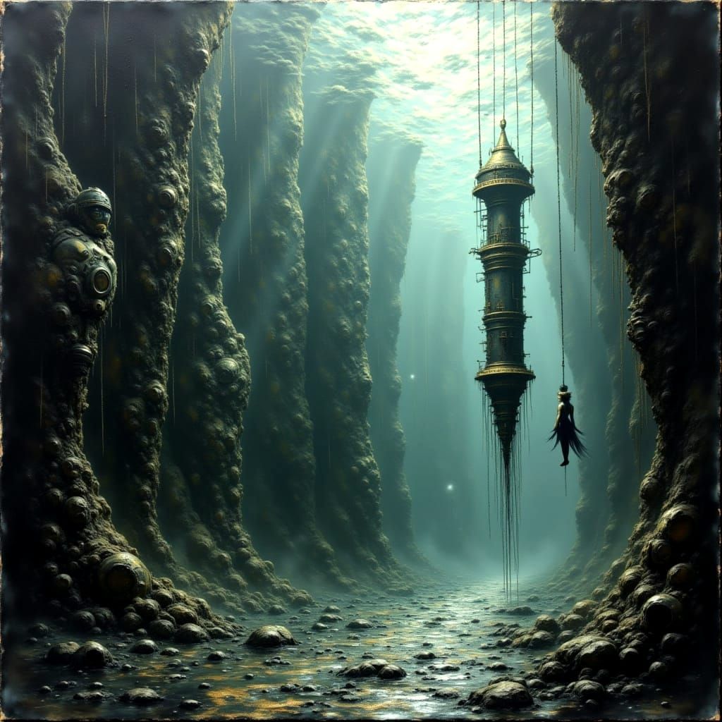 Surreal Biomechanical Diver in Giger Style