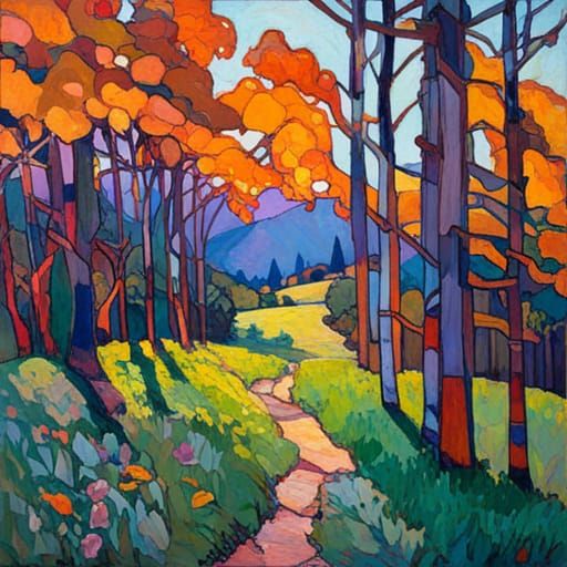 Abstract Art in Stained Glass and Colorist Styles