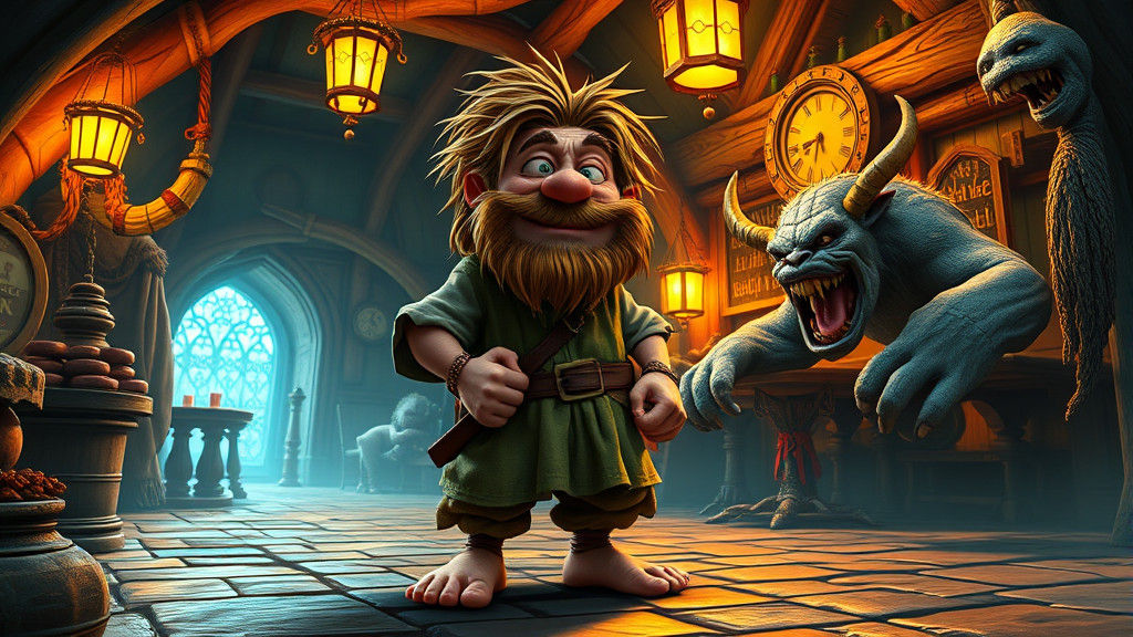 Drunk Hobbit Confronts Troll in Prancing Pony Tavern