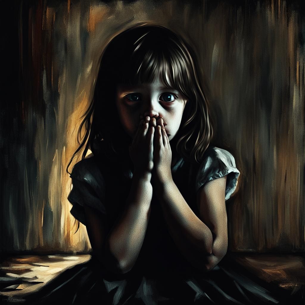 Eerie Girl Trapped in Darkness