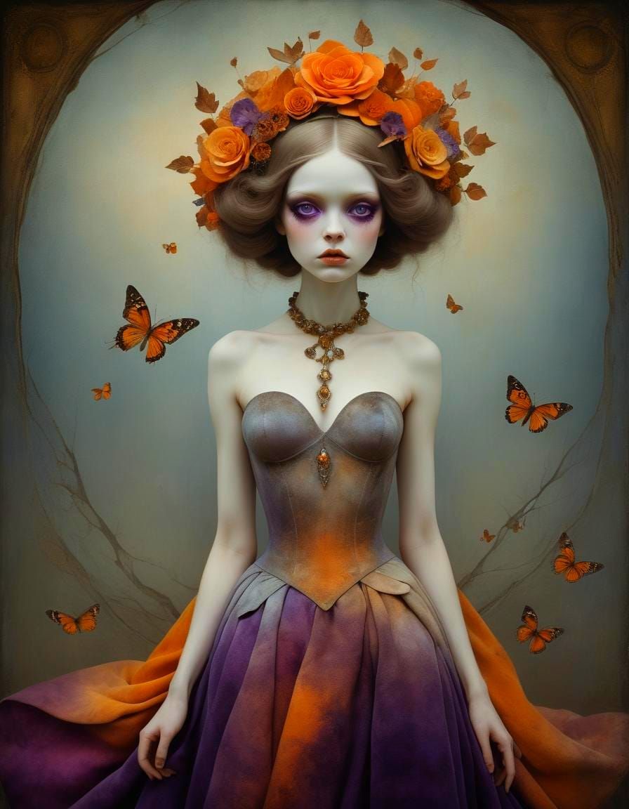 Cosmic Landscape in Deep Purple and Orange Gradient