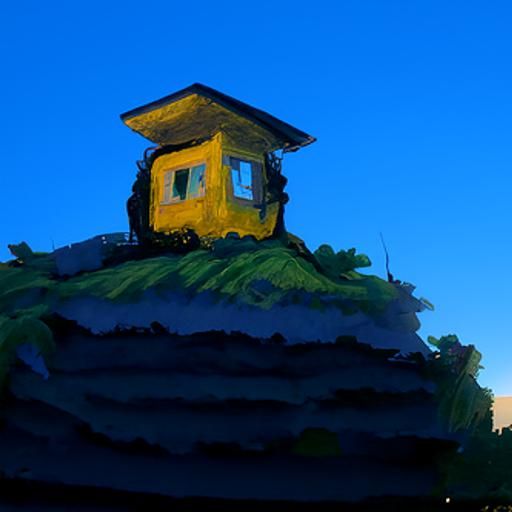 Old House on Hill, Photorealistic Oil Painting