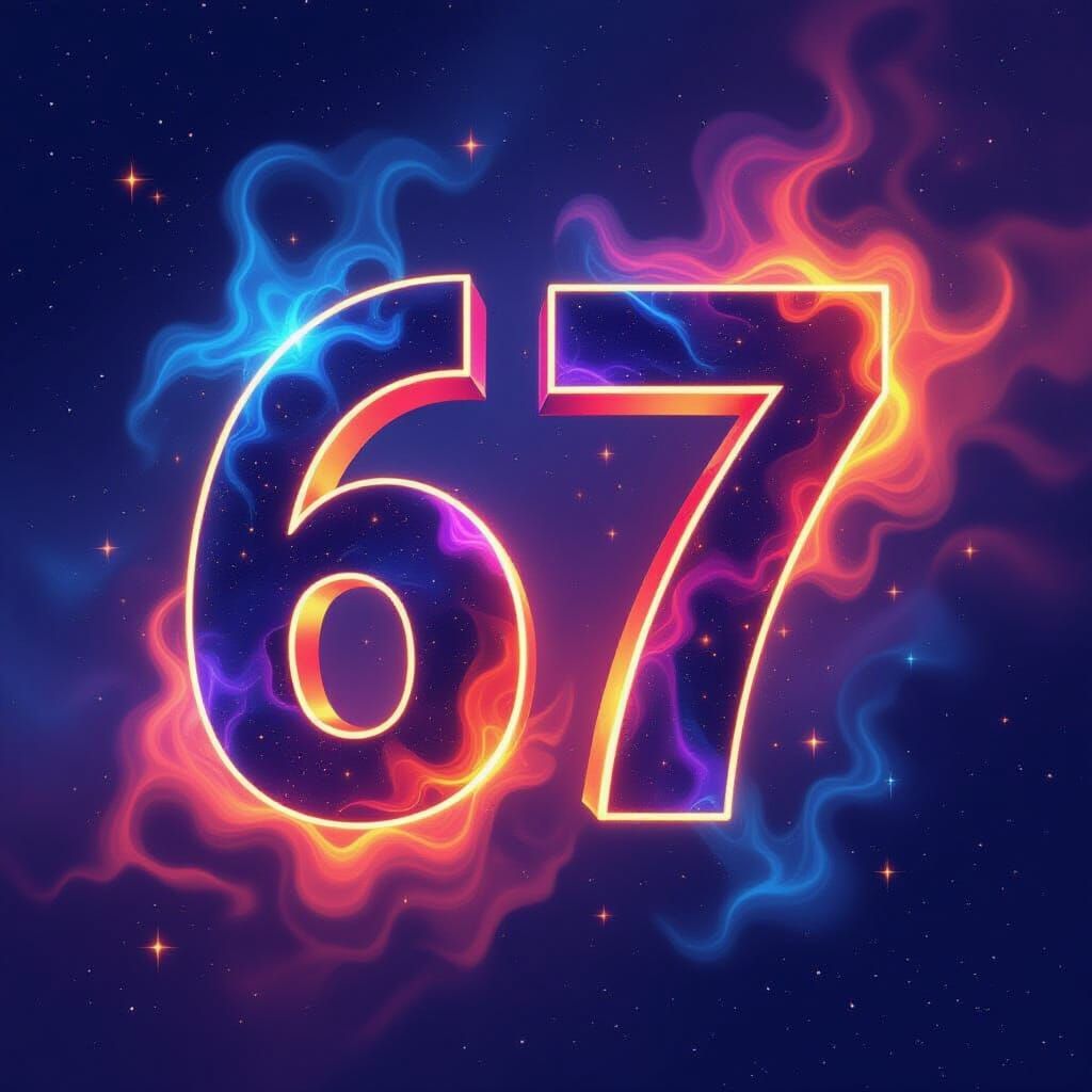 Interlocking Numbers 6 & 7 in Cosmic Nebula