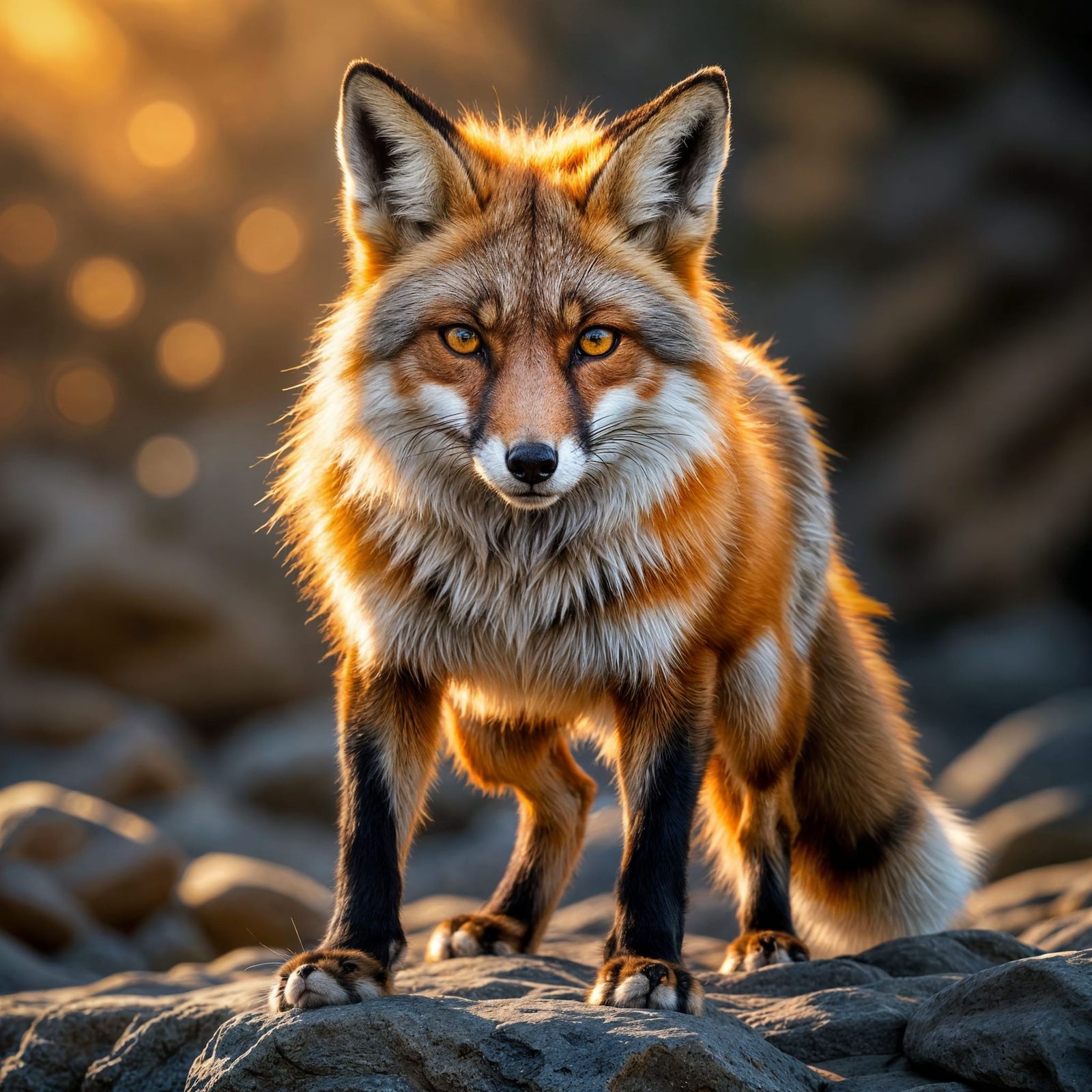 Muscular Fox Portrait in Hyper-Realistic Digital Art Style