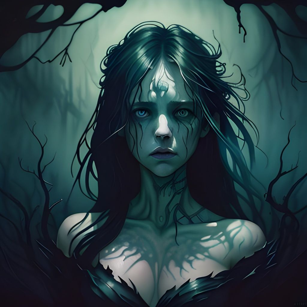 Lovecraftian Horror Scene in Watercolor and Ink