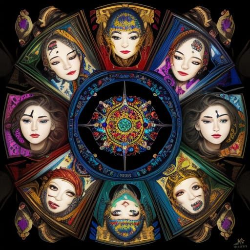 Diverse Faces on Playing Cards - Concept Art Style