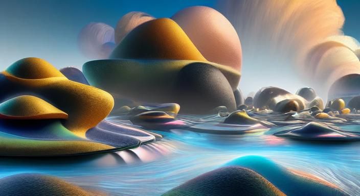 Neon Surrealist Garden in Takashi Murakami Style